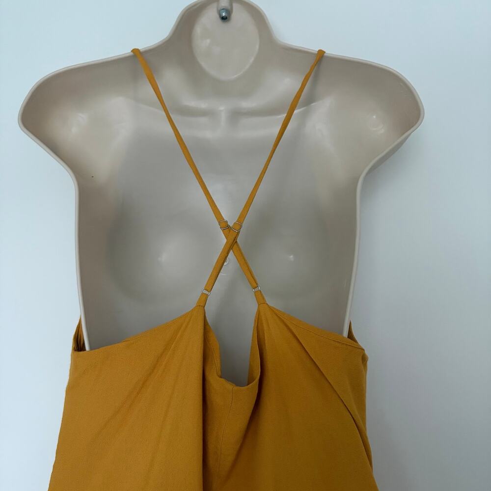 Reformation Open Back Slip Midi Dress Mustard Yellow Size M Halter Neck - Picture 5 of 8